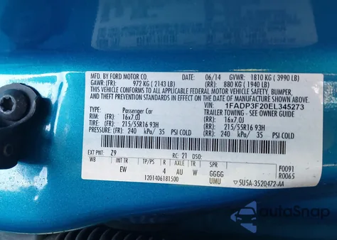 2014 Ford Focus Se from USA, damaged, VIN 1FADP3F20EL345273